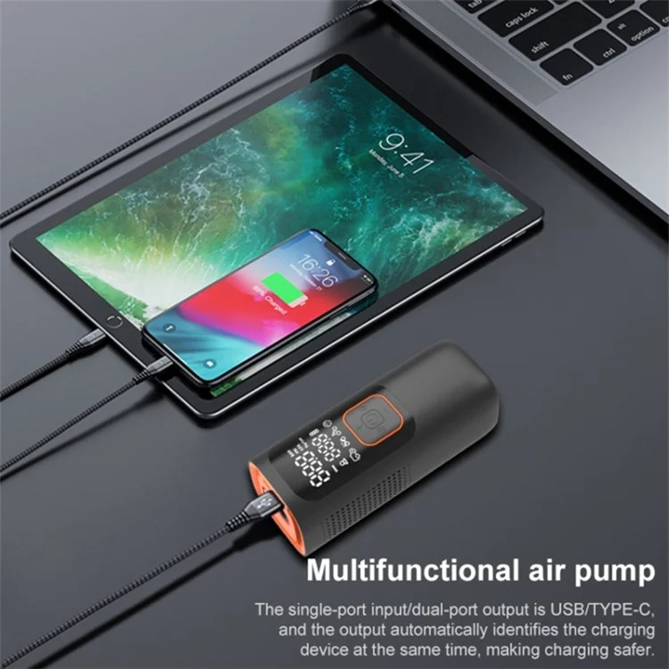 NW01-P Car Tire Inflator Digital Display Portable Cordless Air Inflator (7500mAh Batterie, 12V Zigarettenanzünder)