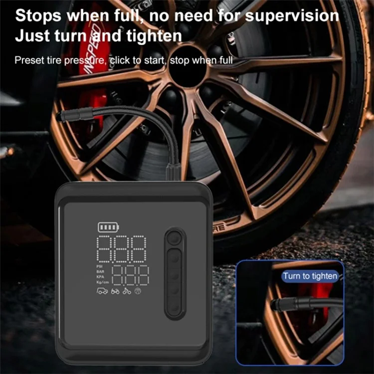 NW05-P Cordless Car Air Pump Inflator Multifunctional Digital Display Tyre Inflator with LED Light