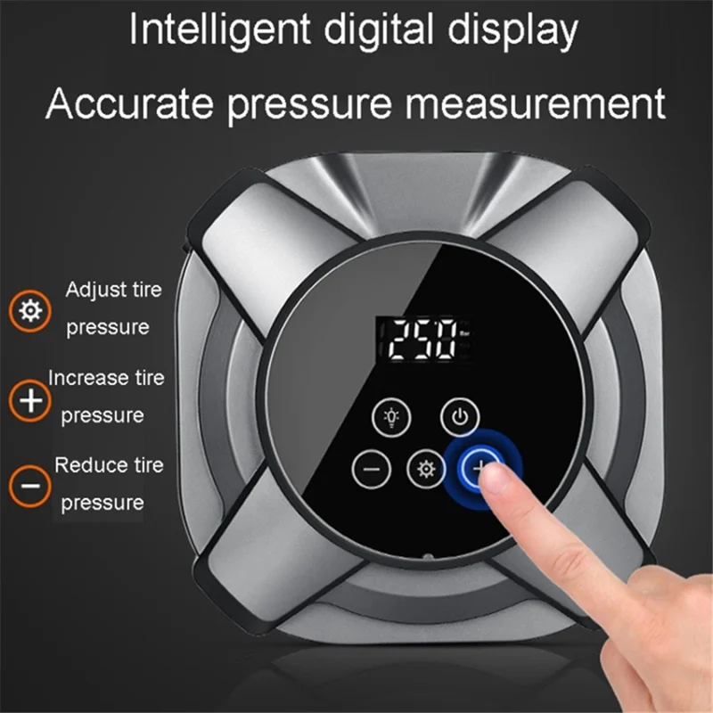 ZY5201 22 Cylinder 12V Car Air Pump Touch Screen Digital Display Tire Inflator with LED Light - Silver