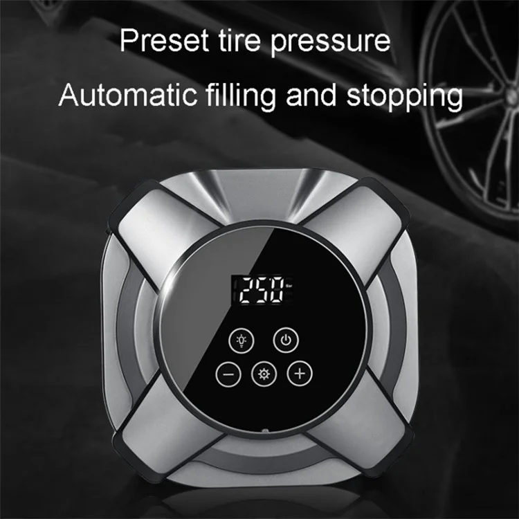 ZY5201 22 Cylinder 12V Car Air Pump Touch Screen Digital Display Tire Inflator with LED Light - Silver