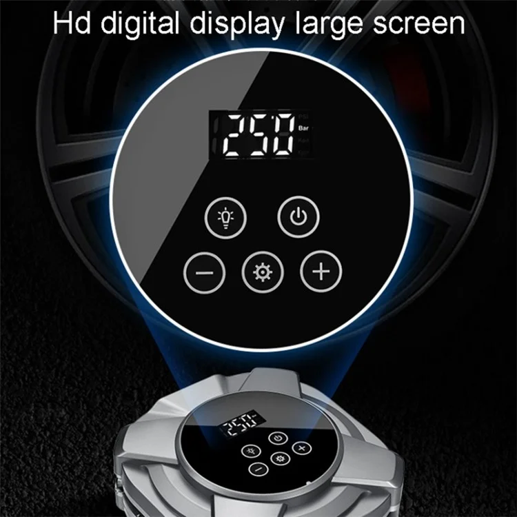 ZY5201 22 Cylinder 12V Car Air Pump Touch Screen Digital Display Tire Inflator with LED Light - Silver