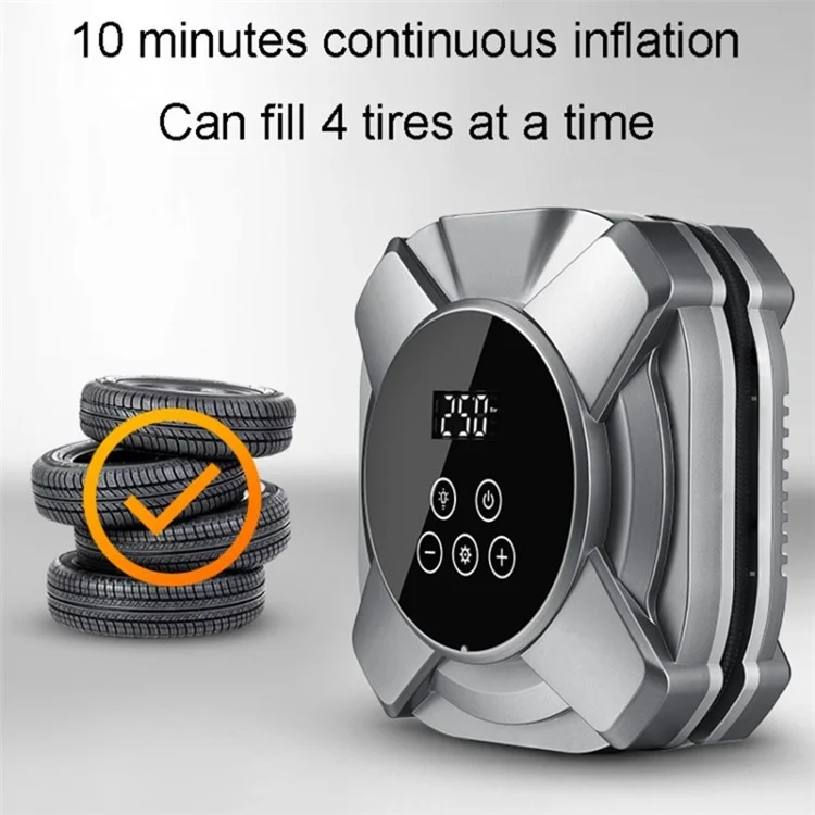 ZY5201 22 Cylinder 12V Car Air Pump Touch Screen Digital Display Tire Inflator with LED Light - Silver