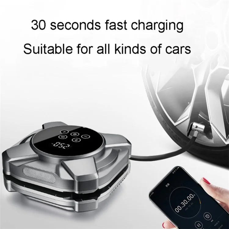 ZY5201 22 Cylinder 12V Car Air Pump Touch Screen Digital Display Tire Inflator with LED Light - Silver