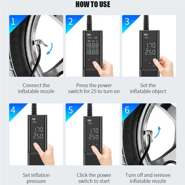 Bulk Purchasing A10-2S Mini Air Compressor with LED Light Portable Tire Inflator Pump for Car Motorcycle Ball
