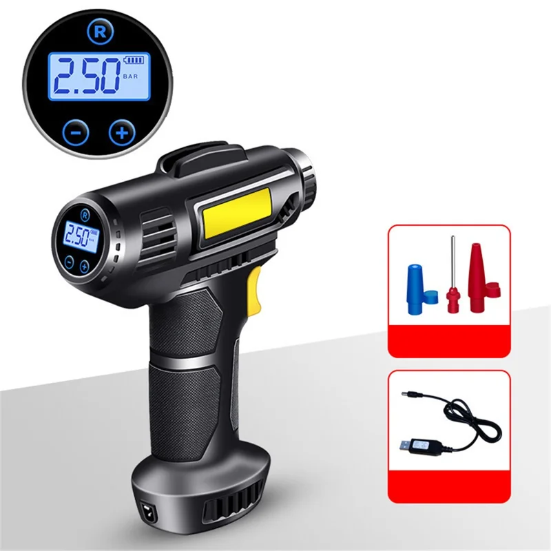 Cordless Tyre Inflator Air Compressor Digital Rechargeable Car Tyre Pump with LED Light