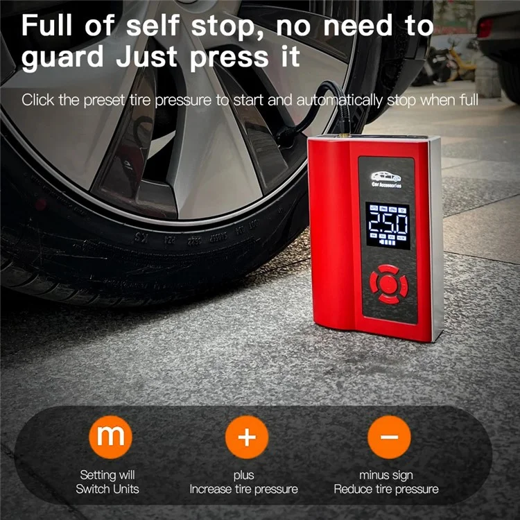 AI8 12V Car Air Pump Emergency Flashlight Power Supply Portable Phone Charger - Red