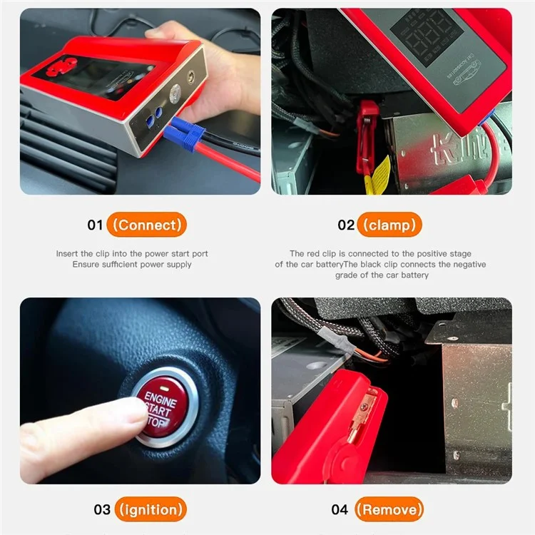 AI8 12V Car Air Pump Emergency Flashlight Power Supply Portable Phone Charger - Red