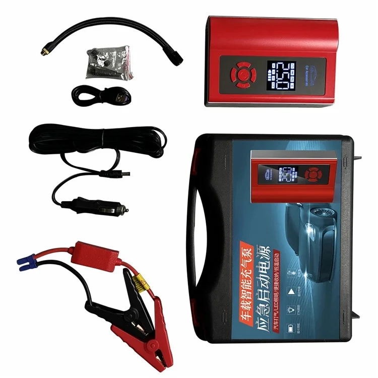 AI8 12V Car Air Pump Emergency Flashlight Power Supply Portable Phone Charger - Red