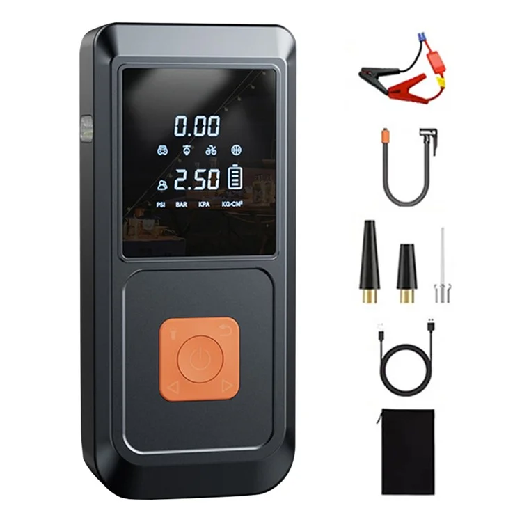 QB08 4-in-1 tragbare Autopumpe Aufpumper Notfall-Starthilfe Powerbank mit LED-Leuchte, Klemme