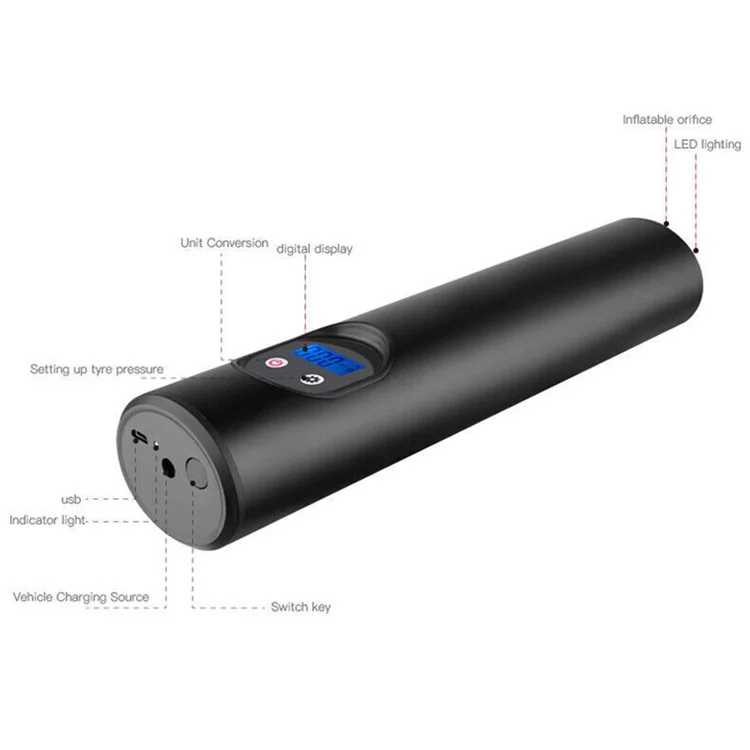 E68 12V Wireless Electric Inflator Car Motorcycle Tire Inflatable Toy Ball Air Pump with Built-in Battery