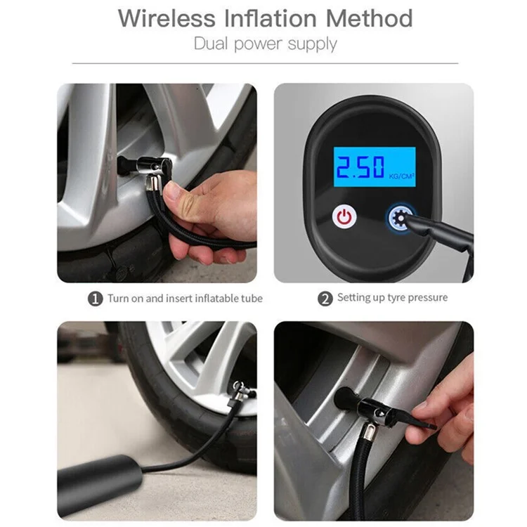 E68 12V Wireless Electric Inflator Car Motorcycle Tire Inflatable Toy Ball Air Pump with Built-in Battery