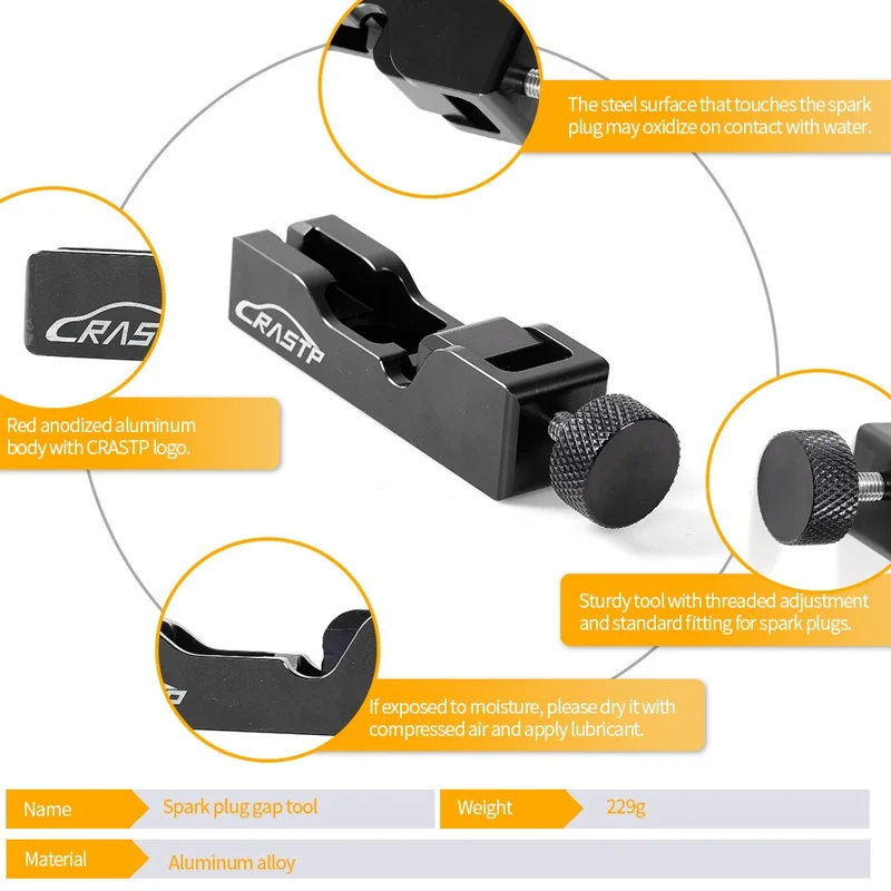 RASTP BTD023 Car Universal Spark Plug Gap Adjustment Tool with Feeler Gauge - Red
