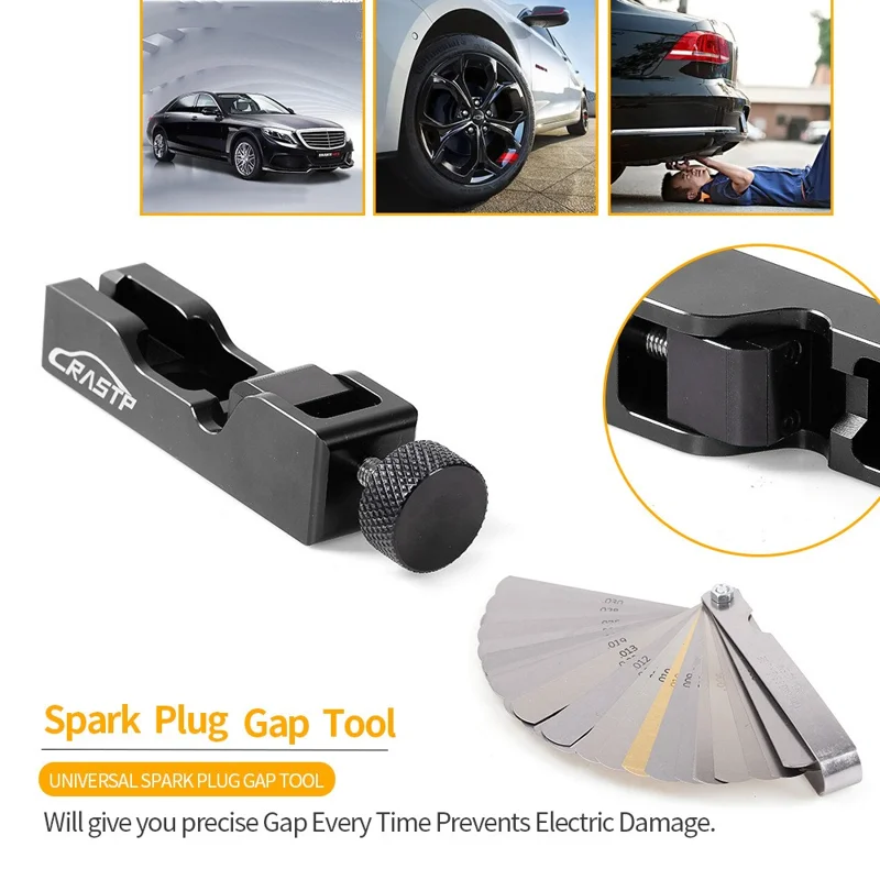 RASTP BTD023 Car Universal Spark Plug Gap Adjustment Tool with Feeler Gauge - Red