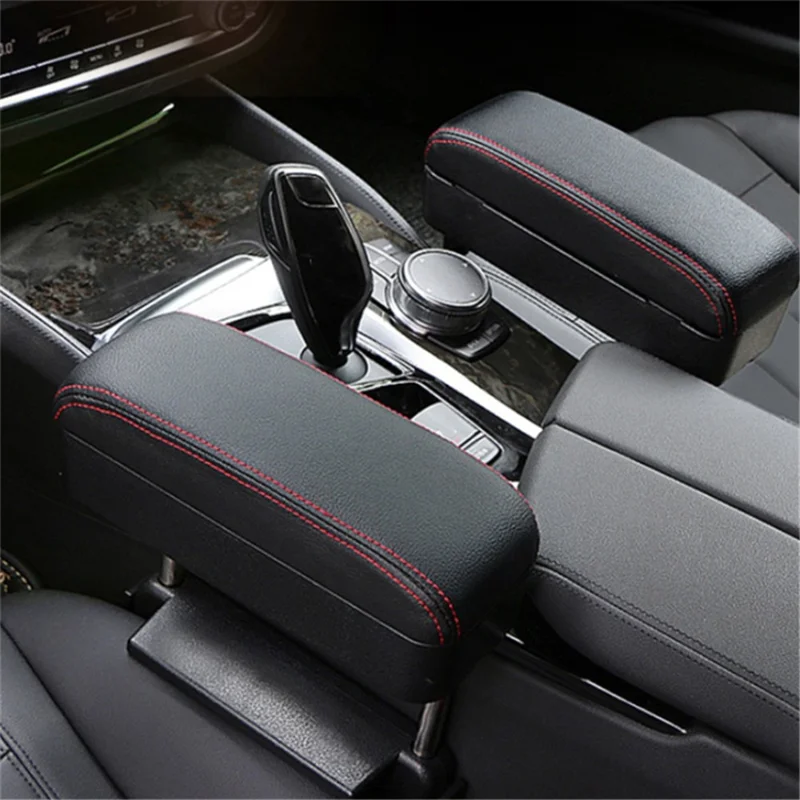 Car Armrest Storage Box Center Console Arm Rest Organizer Wireless Charger - Black / White