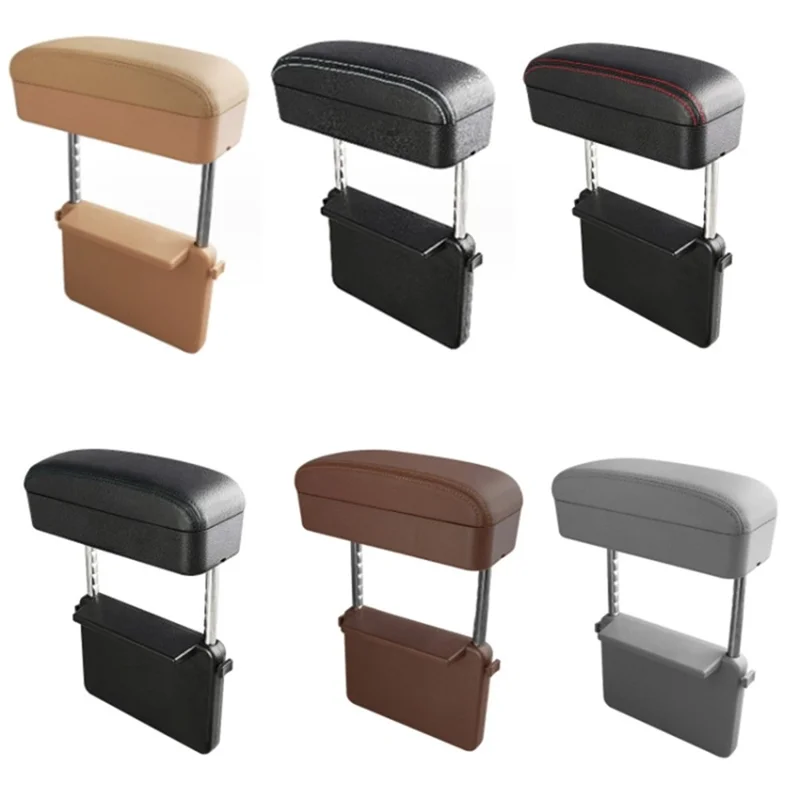 Car Armrest Storage Box Center Console Arm Rest Organizer Wireless Charger - Black / Red