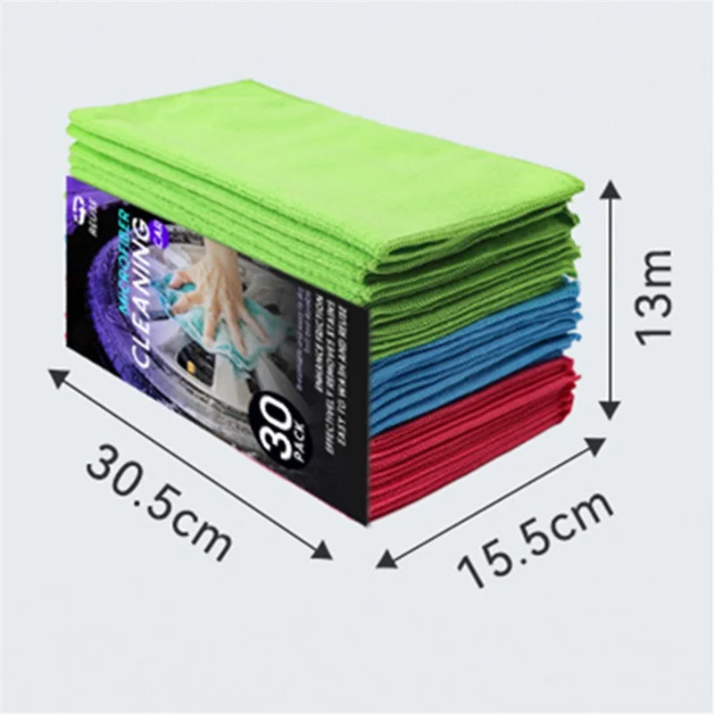 LWMB-004A 30Pcs 30x30cm Super Water Absorption Microfiber Car Washing Towel Kitchen Home Cleaning Cloth - Pink