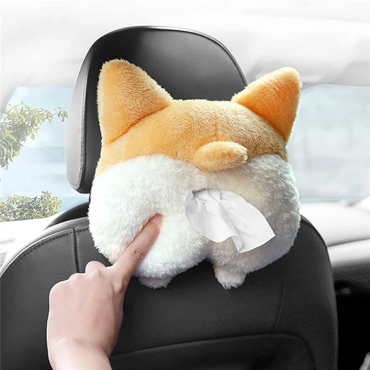 Plüsch Corgi Butt Lustige Auto Tissue Box Kreative Süße Auto -tissue -halter Innenausstattung