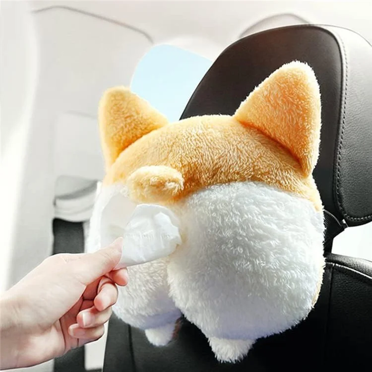 Plüsch Corgi Butt Lustige Auto Tissue Box Kreative Süße Auto -tissue -halter Innenausstattung