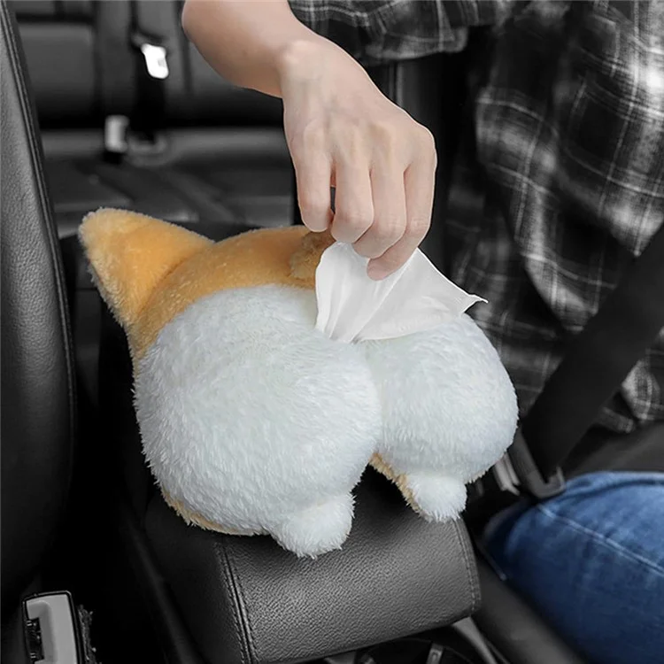 Plüsch Corgi Butt Lustige Auto Tissue Box Kreative Süße Auto -tissue -halter Innenausstattung