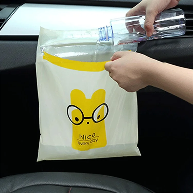 15Pcs / Pack Sealable Portable Car Trash Bag Easy Stick-On Disposable Car Garbage Bag Leak-Proof Vomit Bag Kitchen Storage Bag Suitable for Cars, Offices, Kitchens, Travel - Yellow