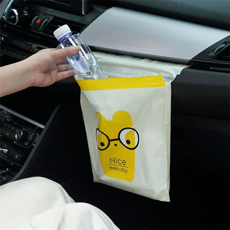 15Pcs / Pack Sealable Portable Car Trash Bag Easy Stick-On Disposable Car Garbage Bag Leak-Proof Vomit Bag Kitchen Storage Bag Suitable for Cars, Offices, Kitchens, Travel - Yellow