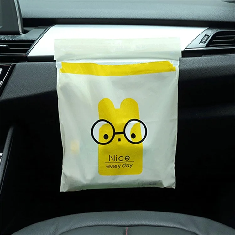 15Pcs / Pack Sealable Portable Car Trash Bag Easy Stick-On Disposable Car Garbage Bag Leak-Proof Vomit Bag Kitchen Storage Bag Suitable for Cars, Offices, Kitchens, Travel - Yellow