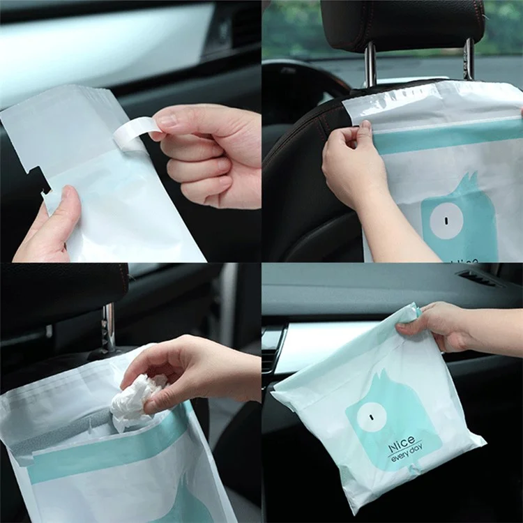15Pcs / Pack Sealable Portable Car Trash Bag Easy Stick-On Disposable Car Garbage Bag Leak-Proof Vomit Bag Kitchen Storage Bag Suitable for Cars, Offices, Kitchens, Travel - Yellow