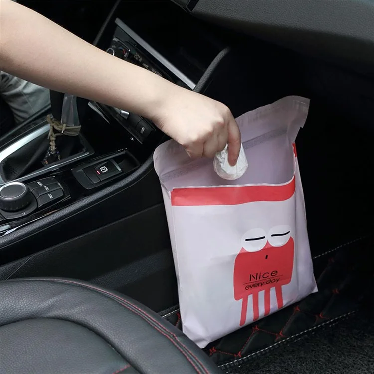 15Pcs / Pack Sealable Portable Car Trash Bag Easy Stick-On Disposable Car Garbage Bag Leak-Proof Vomit Bag Kitchen Storage Bag Suitable for Cars, Offices, Kitchens, Travel - Yellow