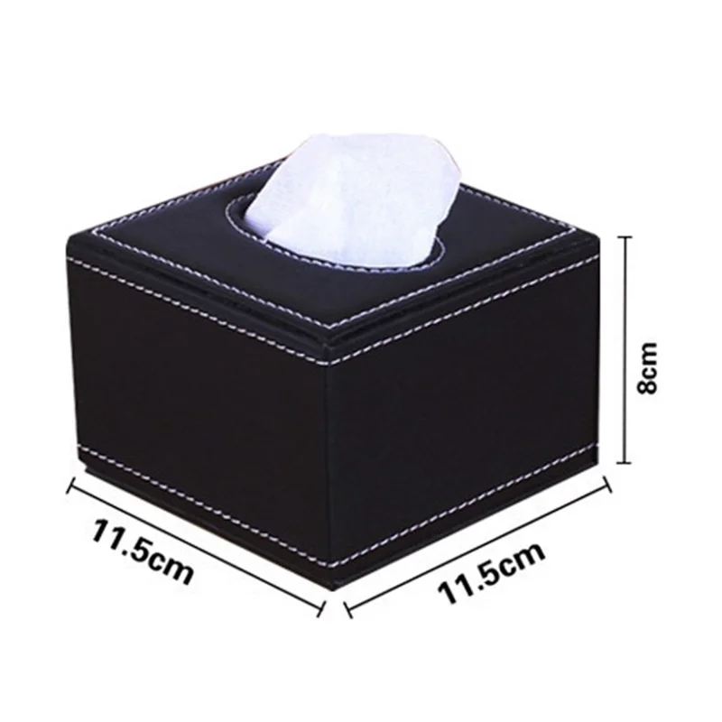 Tissue Box Cover Square Modern Leather Facial Tissue Dispenser Box Holder for Home Office Desktop, Car - Wheat Texture