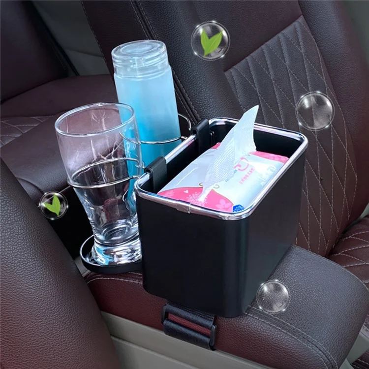 YANYU jn1527 Multifunktions-Autoaufbewahrungsbox Armlehnenorganizer Telefonhalter Tuchhalter Getränkehalter - Schwarz