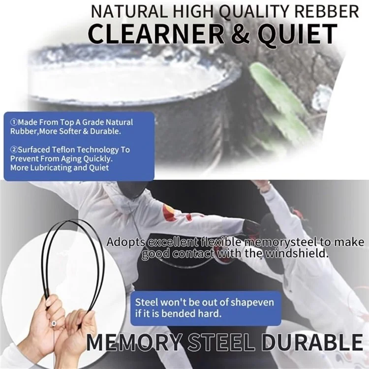 2Pcs Universal Three-Stage Car Wiper Blade ABS+Rubber Noiseless Vehicle Wiper Blade - 19-inch