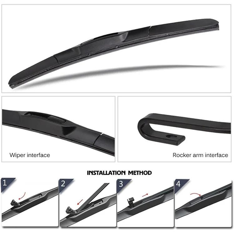 2Pcs Universal Three-Stage Car Wiper Blade ABS+Rubber Noiseless Vehicle Wiper Blade - 19-inch