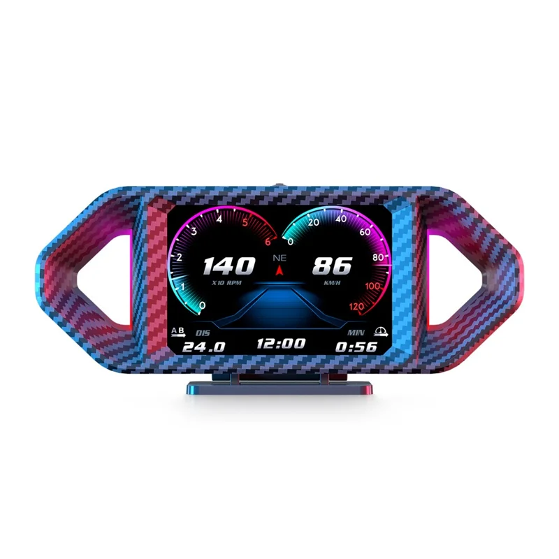 P26 HUD para Coche con OBD y GPS, Velocímetro LCD con RPM, Consumo de Combustible y Medidor de Pendiente