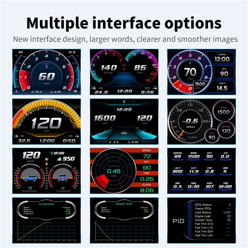 P26 HUD para Coche con OBD y GPS, Velocímetro LCD con RPM, Consumo de Combustible y Medidor de Pendiente