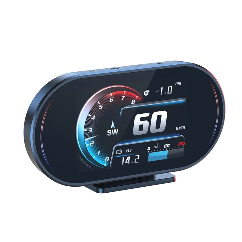 P27 OBD2 GPS Dual-Mode Auto-HUD LCD-Head-up-Display mit Geschwindigkeit, Drehzahl, Wassertemperatur und Kraftstoffverbrauch – Schwarz