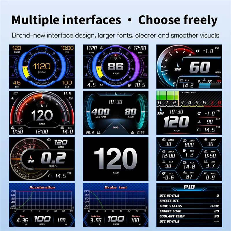 P27 OBD2 GPS Dual-Mode Auto-HUD LCD-Head-up-Display mit Geschwindigkeit, Drehzahl, Wassertemperatur und Kraftstoffverbrauch – Schwarz