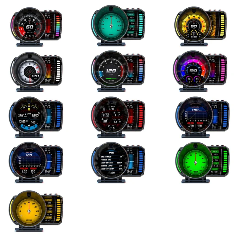 P28 3.5 Inch LCD OBD2+GPS Dual System Car HUD Head-Up Display with RGB Ambient Light - Black