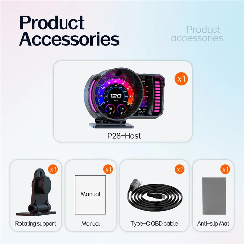 P28 3.5 Inch LCD OBD2+GPS Dual System Car HUD Head-Up Display with RGB Ambient Light - Black
