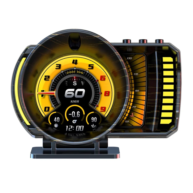 P28 3.5 Inch LCD OBD2+GPS Dual System Car HUD Head-Up Display with RGB Ambient Light - Black