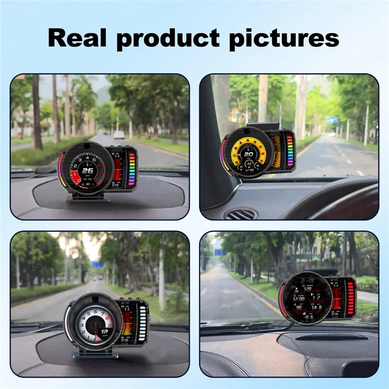 P28 3.5 Inch LCD OBD2+GPS Dual System Car HUD Head-Up Display with RGB Ambient Light - Black