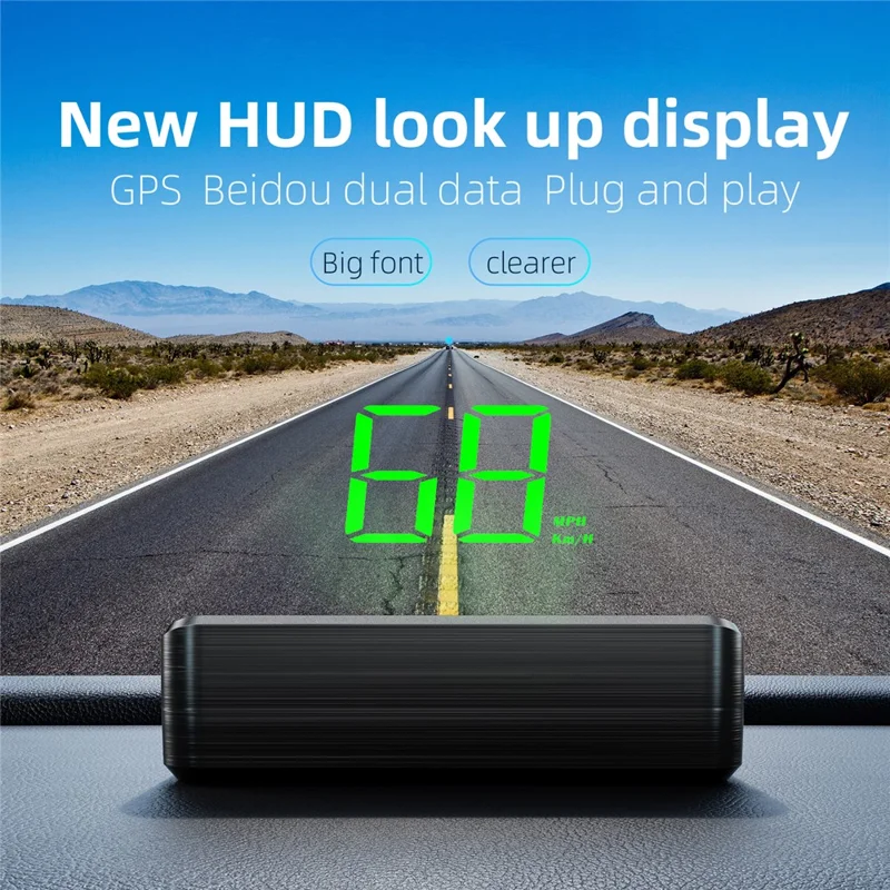 M2 HUD Head-Up Display Dual Mode GPS + BeiDou 10Hz Velocímetro con Alimentación Tipo-C para Coche - Verde / KM