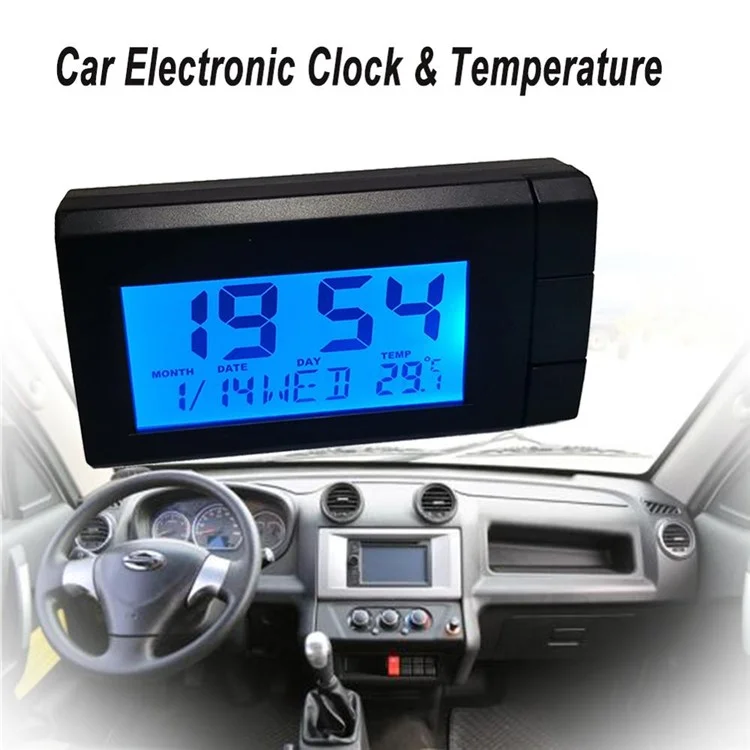 CT66 Car LCD Digital Clock & Temperature 2 in 1 Auto Watch Thermometer Car Ornaments Electronic Clock