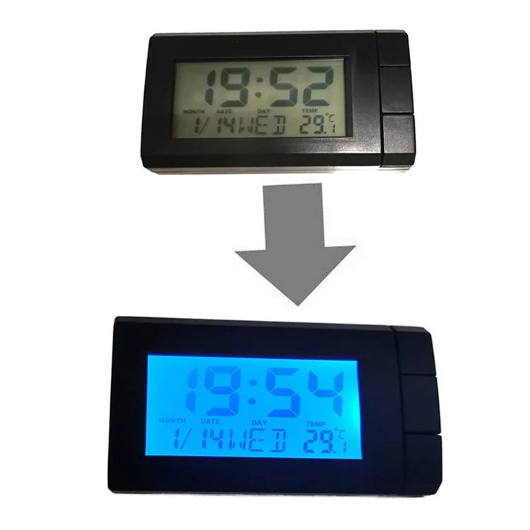 CT66 Car LCD Digital Clock & Temperature 2 in 1 Auto Watch Thermometer Car Ornaments Electronic Clock