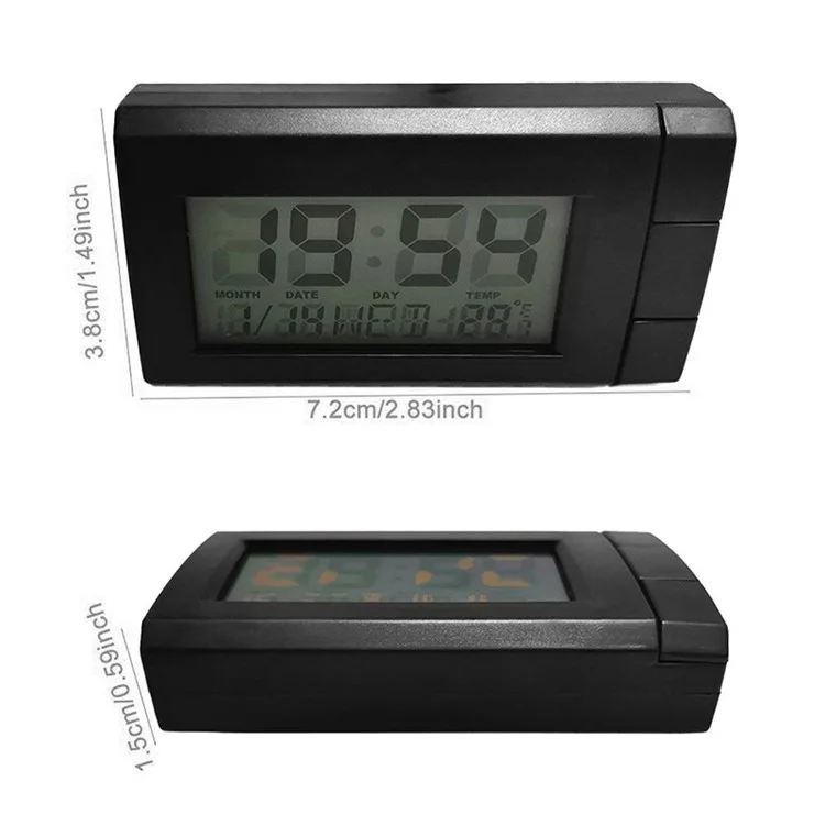 CT66 Car LCD Digital Clock & Temperature 2 in 1 Auto Watch Thermometer Car Ornaments Electronic Clock