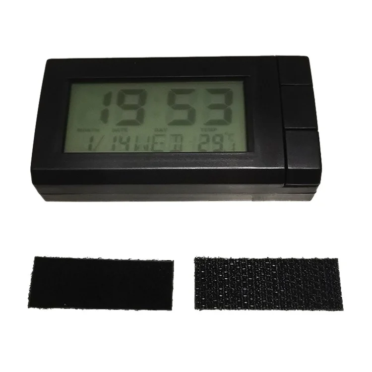 CT66 Car LCD Digital Clock & Temperature 2 in 1 Auto Watch Thermometer Car Ornaments Electronic Clock