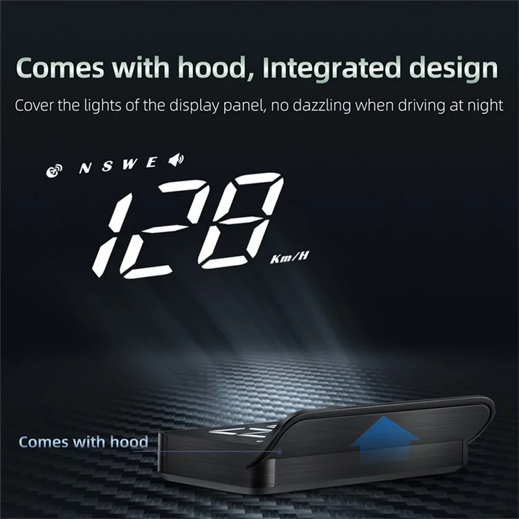 M1 Multifunctional Large Screen Head Up Display Car Electronic HUD Windshield Projector Overspeed Security Alarm - White