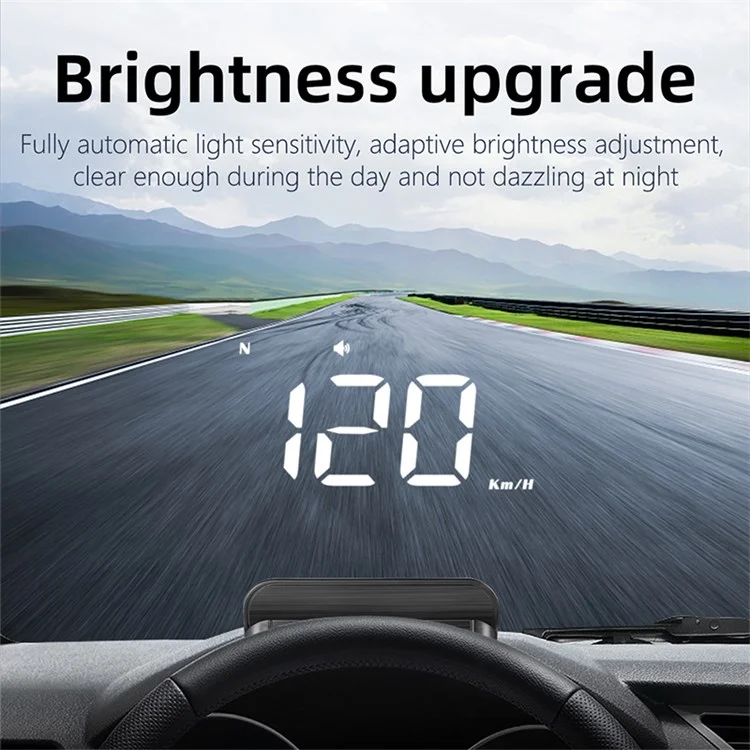 M1 Multifunctional Large Screen Head Up Display Car Electronic HUD Windshield Projector Overspeed Security Alarm - White
