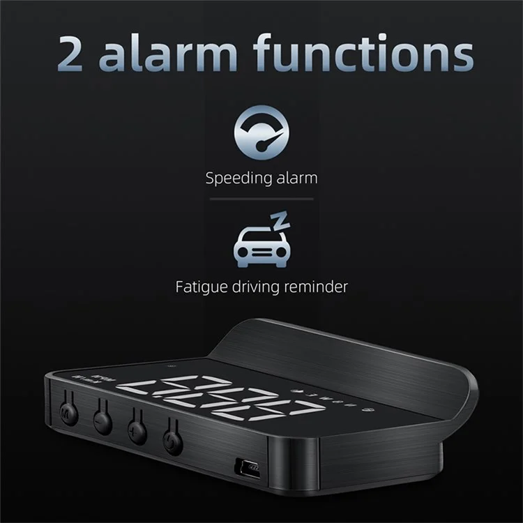 M1 Multifunctional Large Screen Head Up Display Car Electronic HUD Windshield Projector Overspeed Security Alarm - White
