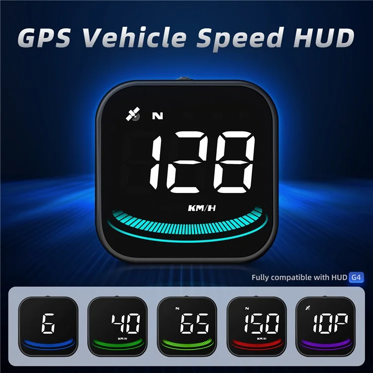 G4 Car HUD Digital Speedometer Over-speed Fatigue Driving Alarm GPS Compass Head-up Display