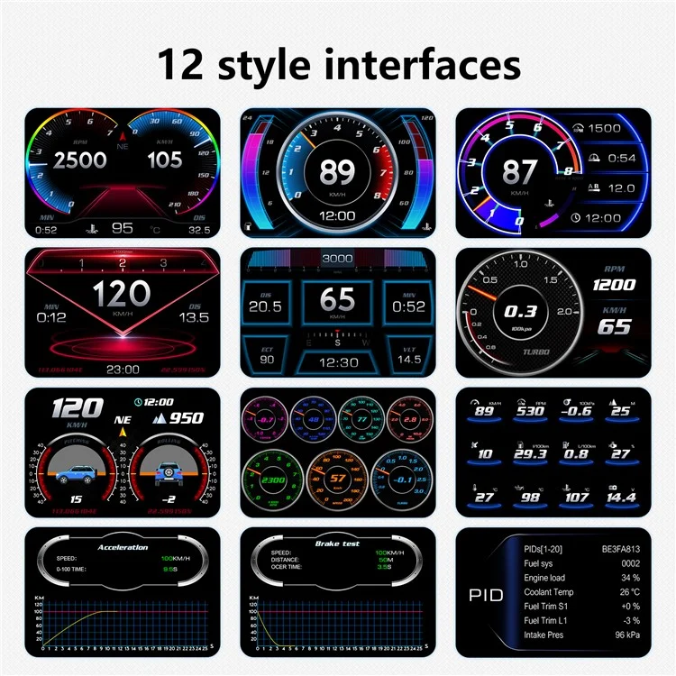 P2 OBD LCD Affichage du Dispositif de Conduite Intelligente + Outils de Diagnostic + Compteur de Pente Pour Véhicules de Voitures